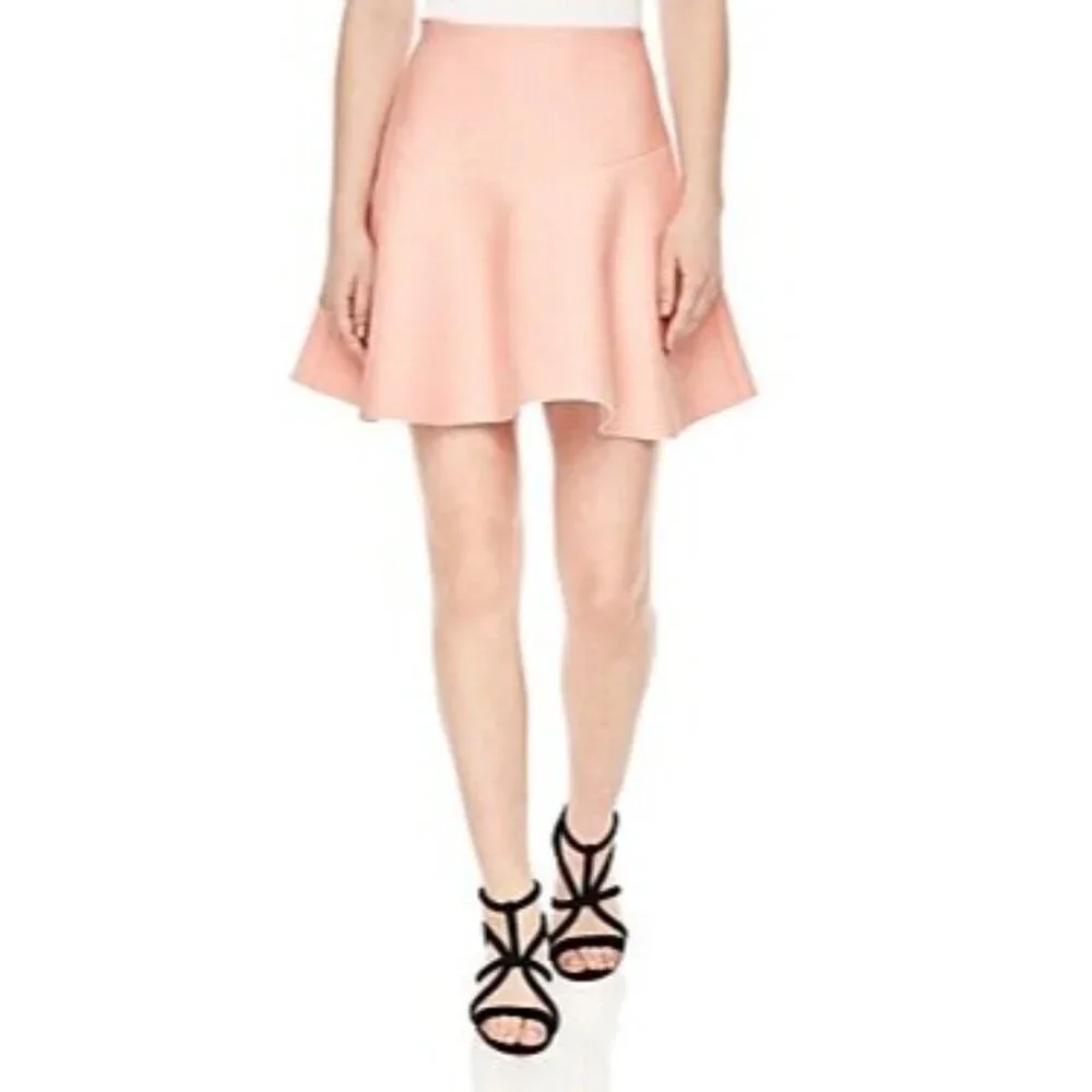 NWT Sandro Baya Flared Textured Crepe Mini Skirt Baby Pink Size 3 Large MSRP 210